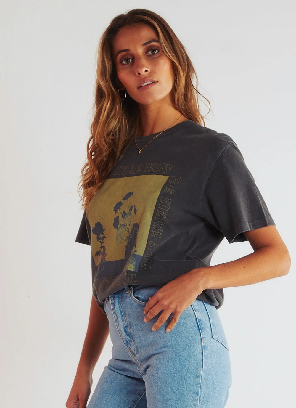 Afends Here Now Boyfriend Fit Tee - Washed Black Best Selling 4 Afends Here Now Boyfriend Fit Tee - Washed Black Best Selling