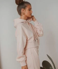 Afends THC Hemp Cropped Pull On Hood - Ash Pink