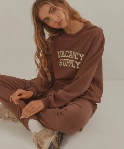 Vacancy Supply New & Most Loved Camp Varsity Crewneck - Choc Brown