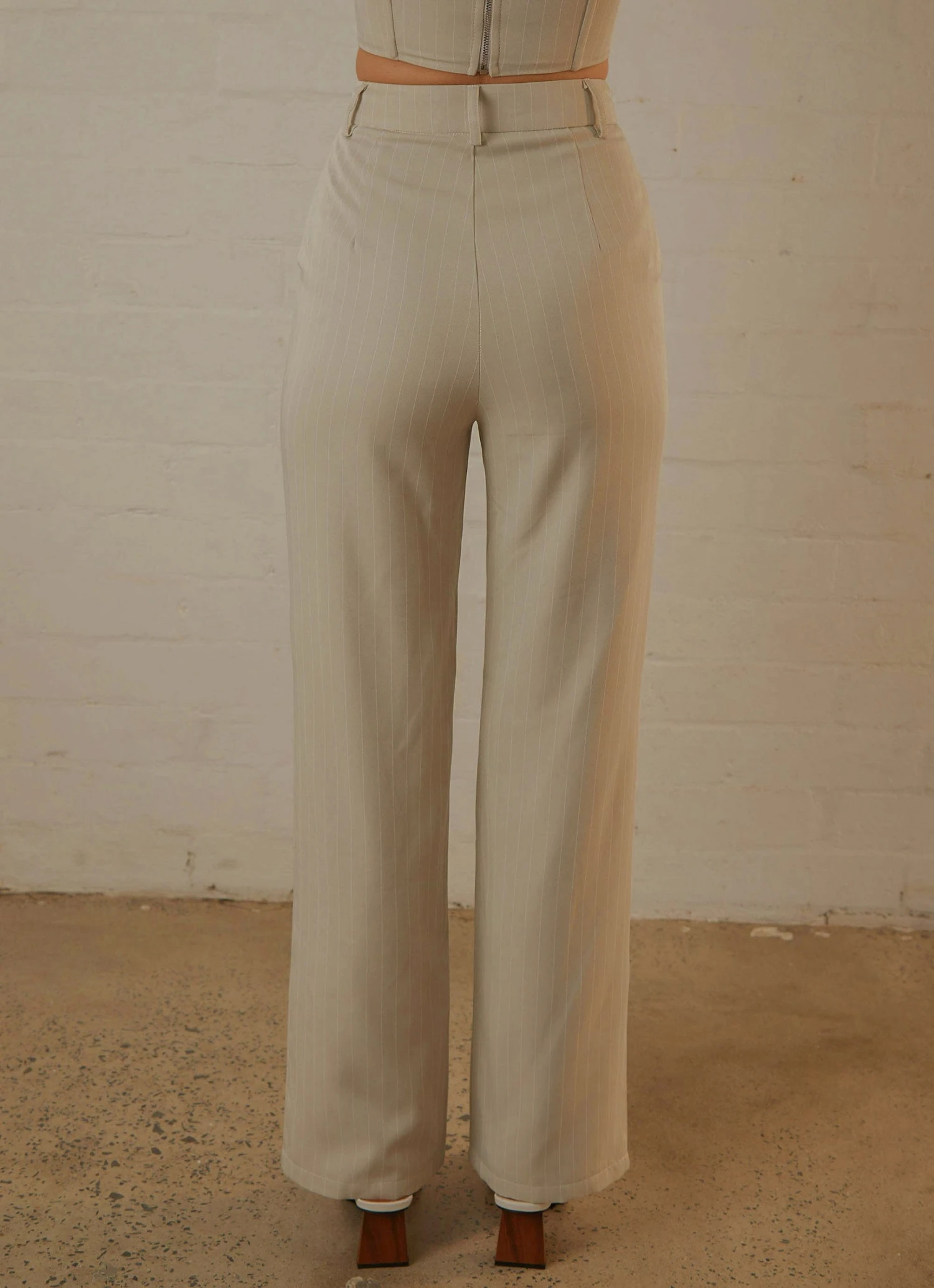 Peppermayo Exclusive Mia Suit Pants - Stone Pinstripe 5 Peppermayo Exclusive Mia Suit Pants - Stone Pinstripe