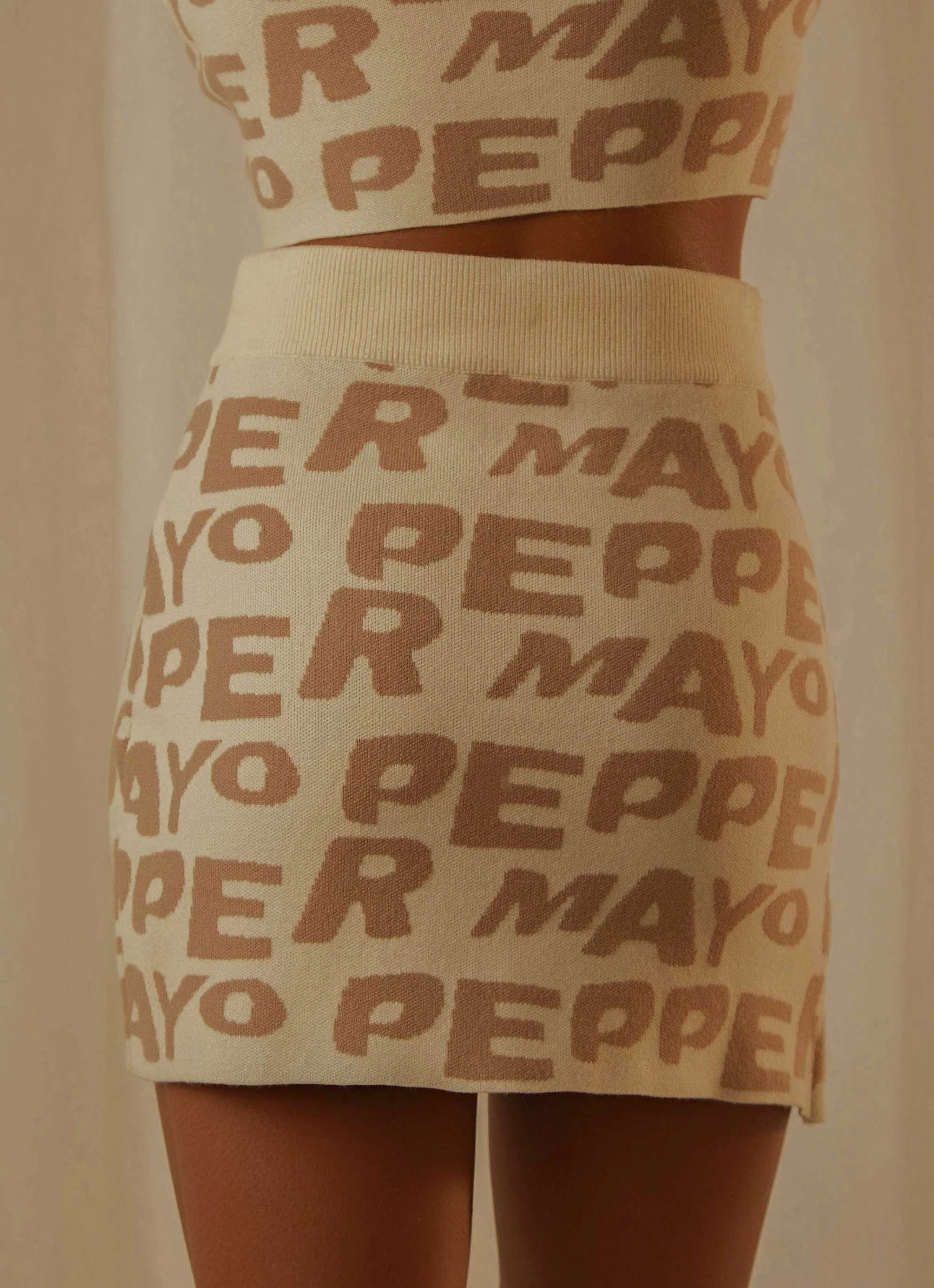 Peppermayo Exclusive Easy Love Knit Mini Skirt - Latte Logo 6 Peppermayo Exclusive Easy Love Knit Mini Skirt - Latte Logo