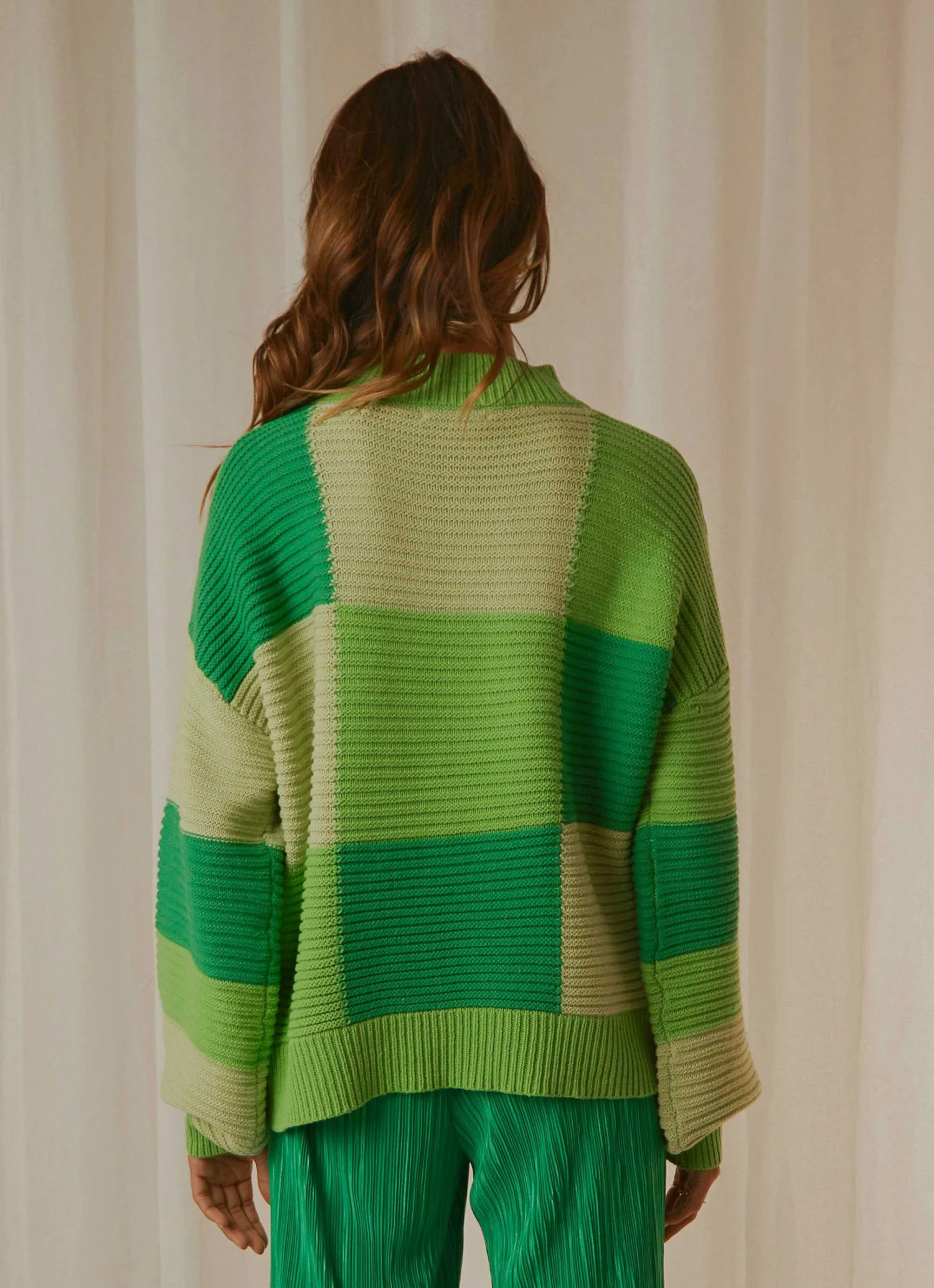 Peppermayo Exclusive Tulum Nights Knit Jumper - Green Patchwork New & Most Loved 5 Peppermayo Exclusive Tulum Nights Knit Jumper - Green Patchwork New & Most Loved