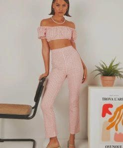 Peppermayo Exclusive Les Deux Crop Top - Pink Gingham