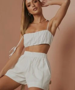 Peppermayo Exclusive New & Most Loved Promenade Linen Shorts - White