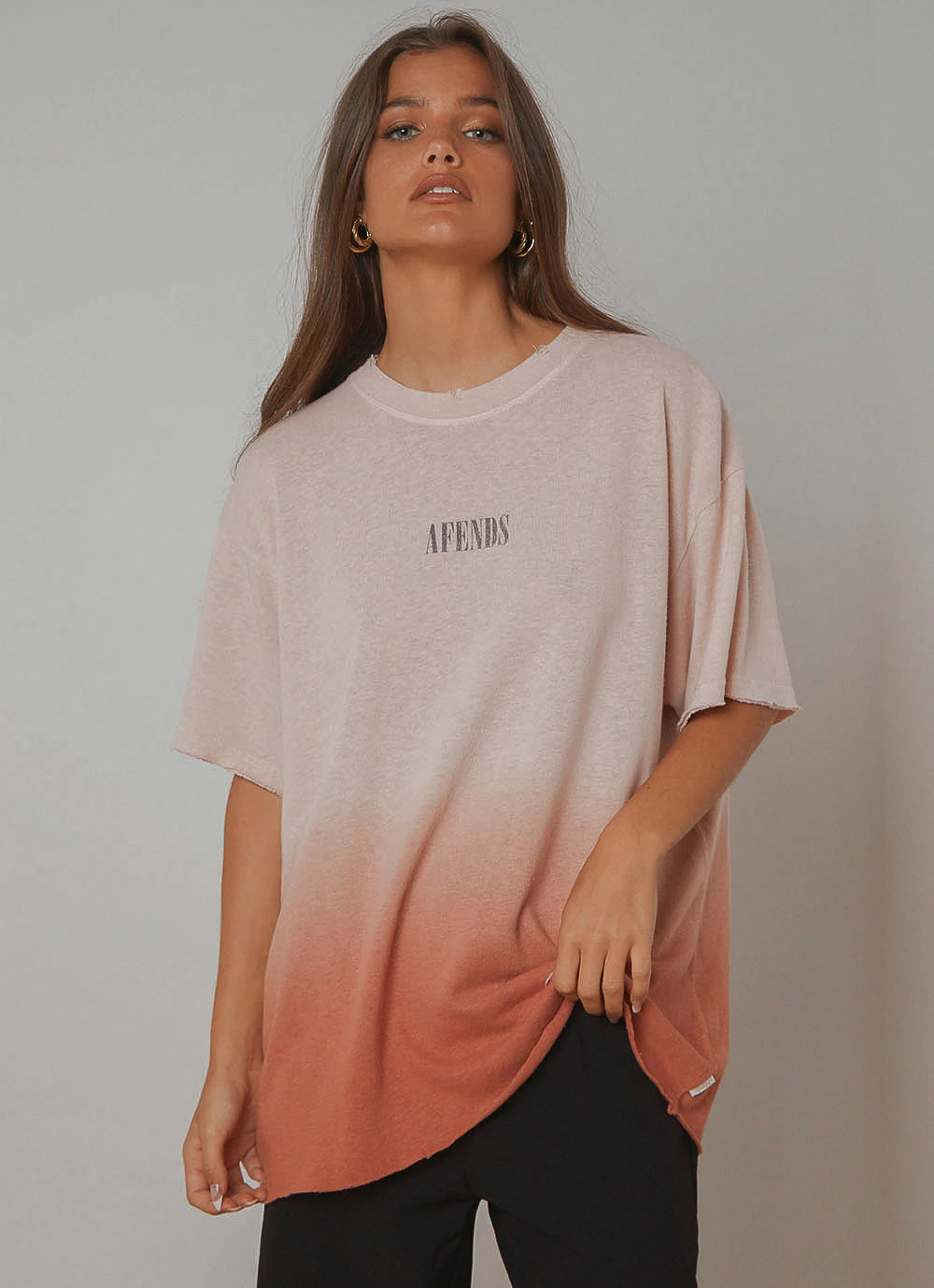 Afends Courtney Love Hemp Oversized Tee - Ash Pink Dip Dye 3 Afends Courtney Love Hemp Oversized Tee - Ash Pink Dip Dye