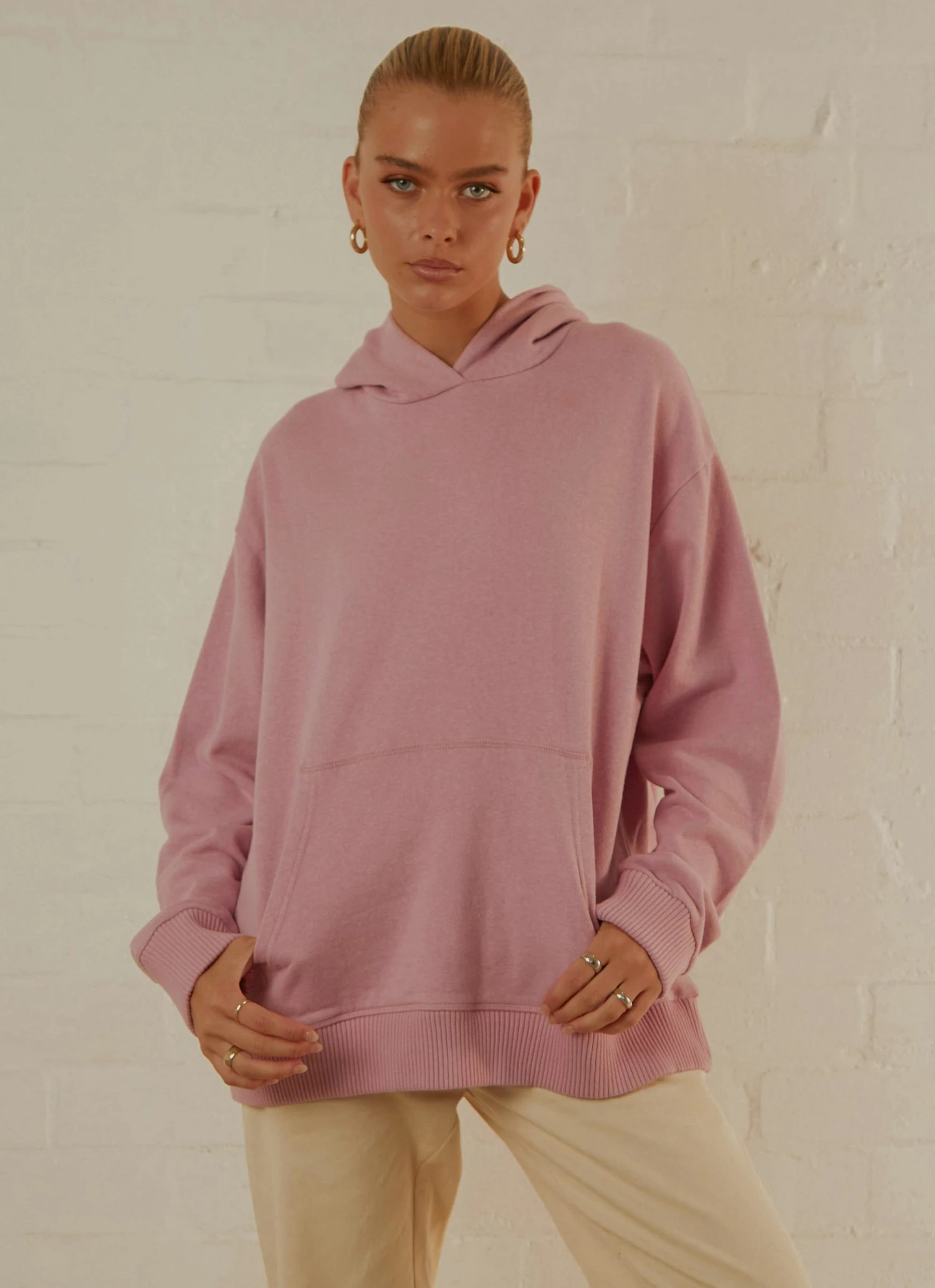 Afends Remi Hemp Oversized Hood - Smokey Pink 1 Afends Remi Hemp Oversized Hood - Smokey Pink