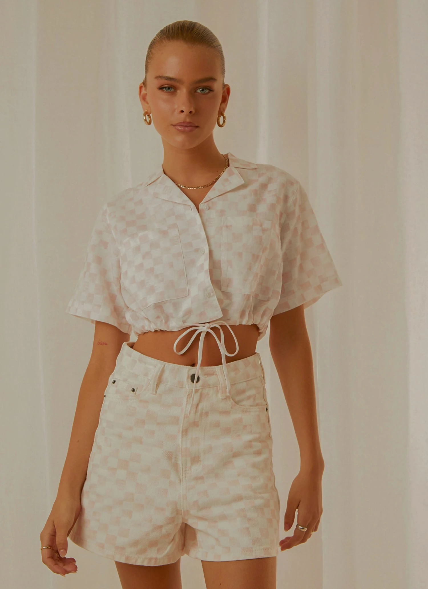 Cools Club New & Most Loved Safari Tie Top - Pink Checker 3 Cools Club New & Most Loved Safari Tie Top - Pink Checker