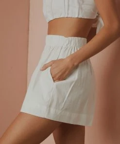 Peppermayo Exclusive New & Most Loved Promenade Linen Shorts - White