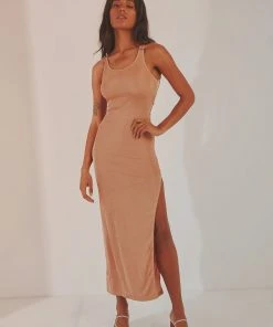 Peppermayo Aura Midi Dress - Beige New & Most Loved