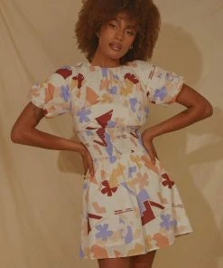 Peppermayo Exclusive Lani Linen Mini Dress - Abstract Resort