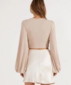 Peppermayo Exclusive Feminine Energy Crop - Beige New Tops